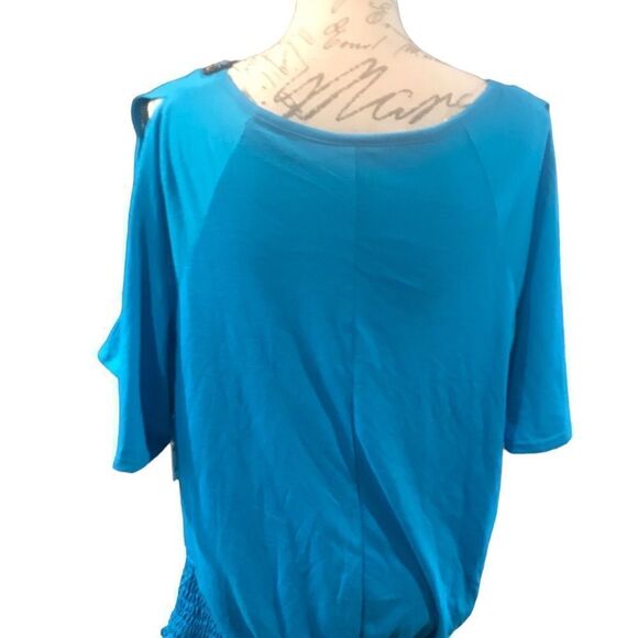 Faded Glory Blue Cold Shoulder Top Plus Size 3X - Picture 8 of 10